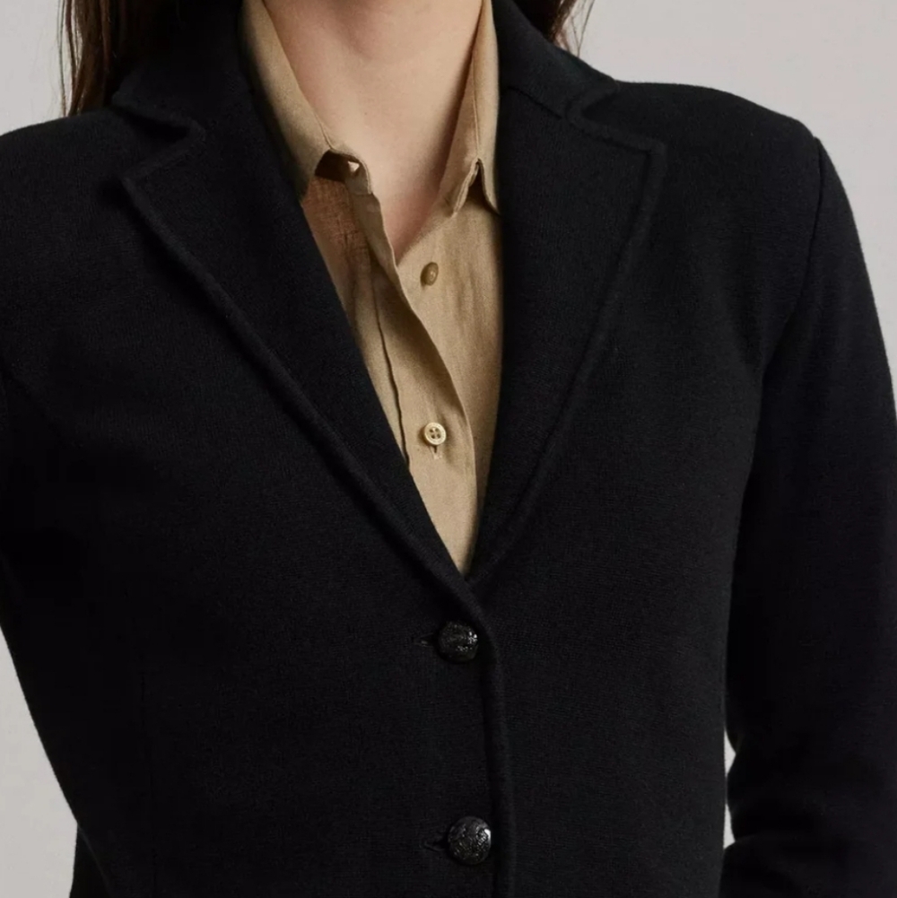 Ralph Lauren Sweater Blazer Womens Black Knit - Picture 6 of 7